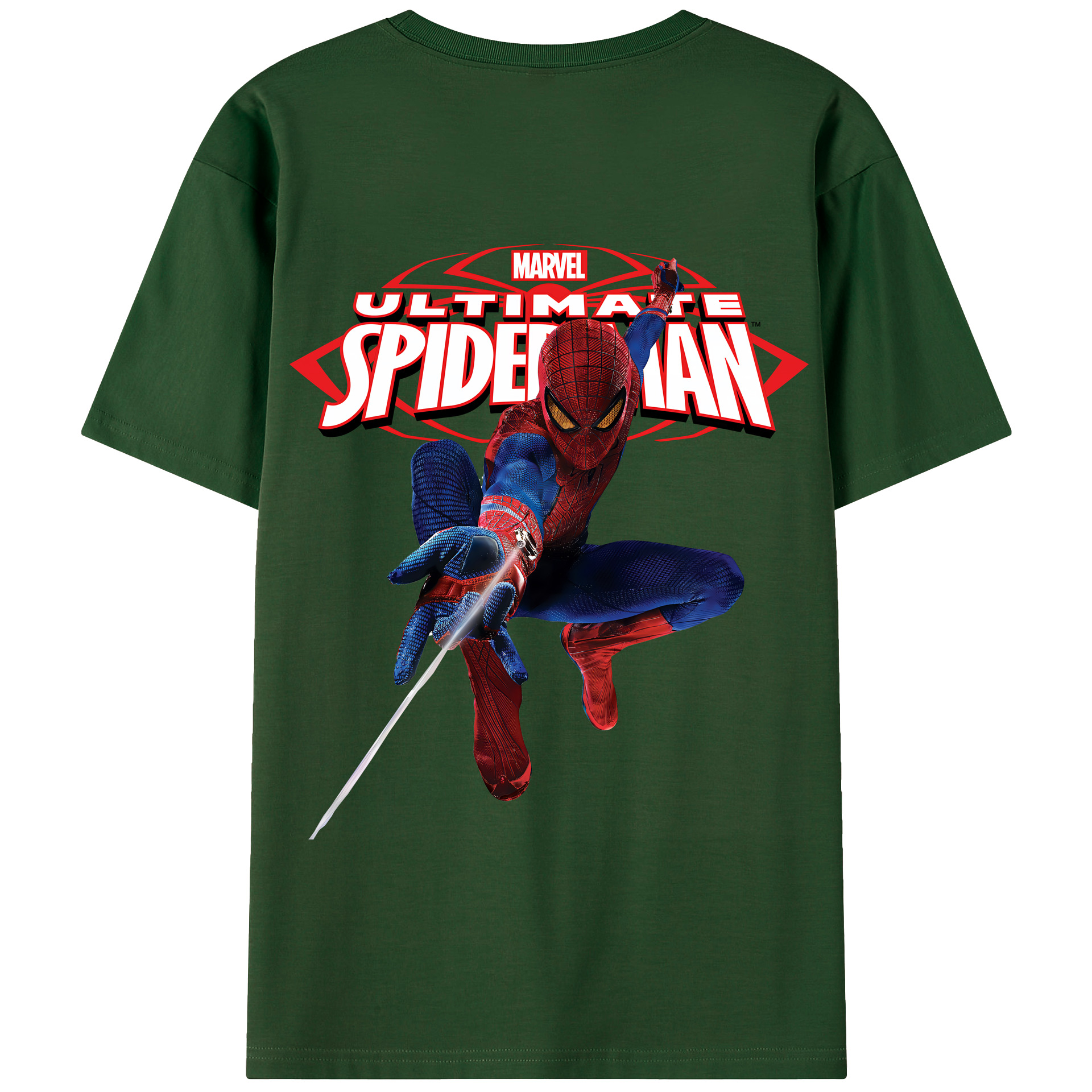 （画像用） Spider Man スパイダーマン 綿100％半袖Tシャツ（背面プリント）